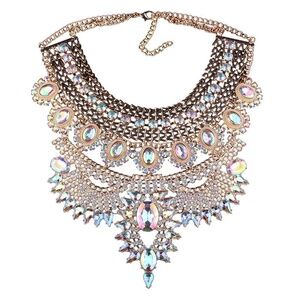 Gorgeous Crystal 2 Tier Statement Bib Necklace